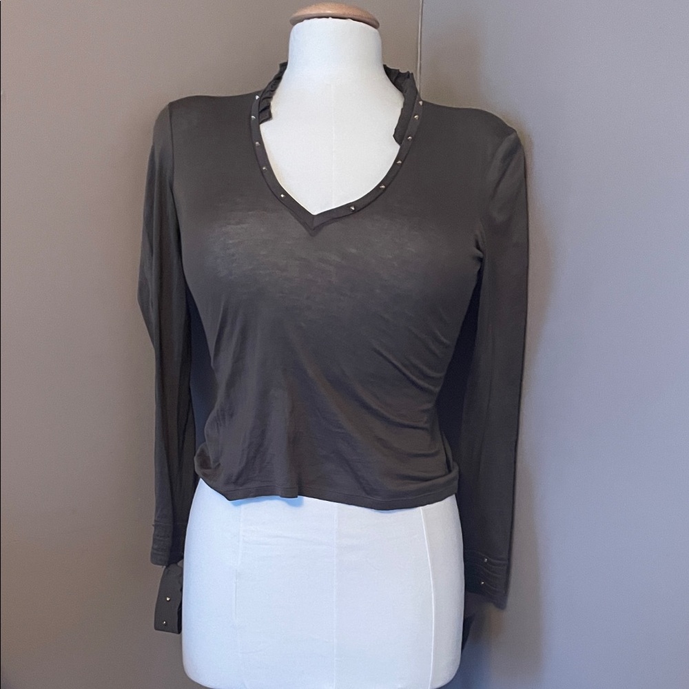 Gucci sheer  Long Sleeve Women's Top with studded accents